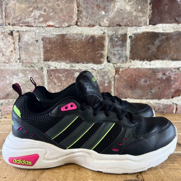 Adidas Strutter Shoes Leather Core Black Green ART EG8368 Womens Size US 9.5 - Picture 1 of 9
